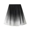 Spódnice eleganckie damskie tiulowy gradientowy kolor elastyczny A-line warstwowa warstwowa krótka streetwear uliczna