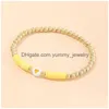 Bohemian Colorf Clay Bracelets For Women Summer Beach Beaded Charm Bracelet Elastic Soft Y Jewelry Drop Delivery Dhpgj