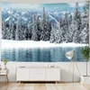 Forest Tapestry Decor Snowy Trees Wooded Scenery Frosty Winter Park Winter Design Wall Hanging for Bedroom Living Room Dorm 240113