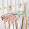 Hangers Racks 32 Clips Folding Clothes Dryer Hanger Windproof Socks Underwear Drying Rack Household Children Adults Storage Laundry Rackvaiduryd