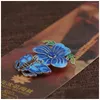 Hänge halsband foyuan sier färg bränd blå phalaenopsis blommor kvinnlig klassisk fjäril älskar etnisk droppleverans dhvgf