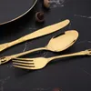 Vintage Western Mirror Gold Cutlery Zestaw stołowy 20pcs jadalnia sztućce noża noże