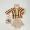 Kleidungssets Milancel Baby Girls Kleidung Mode gestreifte Pullovermantel und Strickbloomer 2 PCs Anzug H240508