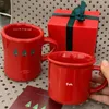 Mugs Christmas Cup Red Par Style Par presentförpackning med gratulationskort keramiskt mugg hemarbete kaffe