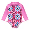 One-Pieces 2023 Summer Toddler Baby Girl Swimsuit Cute Long Sleeve Infant One-piece Floral Newborn Baby Swimwear Swimming Costume Bikini H240508