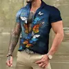 Мужские повседневные рубашки в гавайском стиле, мужской топ с короткими рукавами, одежда с рисунком бабочки, уличная одежда, повседневная одежда для отпуска, лето для мужчин 2024