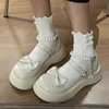 Zoki Lovely Pearl Strap Lolita Shoes for Women Sweet Bowtie Platform Mary Janes Woman Patent Leather非滑りのかわいいフラット240112