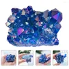 Garden Decorations Natural Cluster 1st Titanium Coated Blue Geode Stone Mineral Prov Gemstone Crafts Decor Material (slumpmässig form)