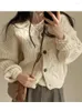 Cardigan tricoté décontracté pour femme, manches longues, couleur unie, simple boutonnage, col en V, automne hiver, simple, assorti avec tout, vêtement d'extérieur chic coréen