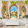 Golden Hall Marockan Landscape Art Tapestry Psychedelic Scene Decoration Hippie Bohemian Tapestry Room Bedroom Wall Filt 240113