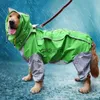 犬のアパレル犬レインコート防水犬スーツドットレインケープミディアムビッグドッグフード付きエットポンチョペットレインコートチュバスケロパラペラーズヴァイドリー