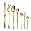 Geschirr-Sets, 6-teiliges Set, westlicher Stil, Messer, Gabel und Löffel, Tischlicht, luxuriös, gehämmertes Muster, Besteck, Steak, Kaffee, Eis