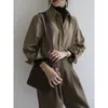 Kvinnors blusar Cokal Spring Casual Solid Color Long Sleeve Coffee Ladies Shirt Office Button Sydkorea Loose Work Clothes