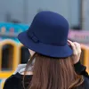 Basker fedora hattar för kvinna elegant vintage bowknot ull hatt mode damer mamma kupol kände bröllop jazz cap kvinnlig bowler