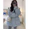 Frauen Trenchcoats Puppe Kragen Blau Baumwolle Kleidung Winter Brot Hong Kong Stil Lose Verdickt Modische