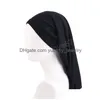 Men Braids Dreadlocks Night Sleep Cap Long Tail Bonnet Wide Elastic Band Chemo Cancer Hat Uni Solid Color Head Wrap Drop Delivery Dhdm6