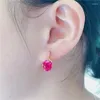 Dangle Oorbellen Creatief 585 Paars Goud Ingelegd Roze Kristal Voor Vrouwen Prachtige Romantische Lichte Luxe Bruiloft Sieraden Vriendin