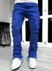 Mode évider déchiré hommes Jeans Streetwear Y2K Style Patchwork conception pantalon en Denim droit pour hommes Hip Hop Jean pantalon 240112
