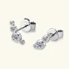 LNNGY ORIGINAL 925 Sterling Silverörhängen Single Row Four Bezel Earring For Teen Women Daily Piercing Jewelry Gift 240112