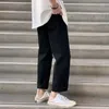 Men's Jeans Men Ankle-length Hole Solid Retro Streetwear All-match Teen Straight Trouser Loose Leisure Harajuku High Street Chic S-3XL