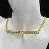 Sieraden Kettingen Wit Verguld 925 Zilver Afgestudeerd Luxe Merk Ontwerpers Letters Geometrisch Beroemde Vrouwen Rond Kristal Strass Goud 269