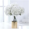 Couronnes de fleurs décoratives Fleurs décoratives Plantes vertes artificielles Blanc Rose Bleu Hortensia Fausse Fleur Muguet Con Dhvl1