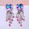 Dangle Earrings Mwsonya Korean Japan Luxury Elegant Heart Crystal Drop for Women Fashion Metal Tassel Pendant Party Jewelry Gift