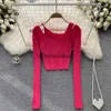 Women's Tanks Camis Y2K Korean Fashion Irregular Top Women O Neck Off Shoulder Long Sleeve T-shirt High Waist Solid Color T-shirts Dropshippingephemeralew