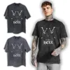 Herren T-Shirts Baumwolle Übergroß Cool Dog Print Streetwear Unisex T-Shirt Vintage Acid Washed T-Shirt O-Ausschnitt Bdtee