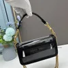 2024 Summer Transparent Loco Shoulder Real Leather Women's Designer Chain Totes Crossbody Bag Fashion Clear Patchwork Purses and Handbags Two Sizes 2579