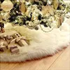 Décorations de Noël jupe arbre ornement blanc en peluche fourrure de base de Noël couvertures de tapis de base joyeux pour l'année à domicile