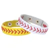 Moda couro real softball costura esportes pulseiras pulseira unisex beisebol softball esportes pulseira pulseiras jóias festa bj