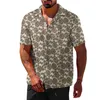 Casual herenoverhemden Geef uw look een upgrade met dit Hawaiiaanse bloemenprintoverhemd met strandknopen en korte mouwen Kies maat!