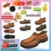 Designer Casual Platform Leather Handing Shoes For Men äkta läder överdimensionerade loafers Casual Anti Wear-resistenta Business Shoes Storlek 38-48