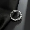 14K White Gold Rotate Beads Anxiety Rings Adjustable Stress Relief Fidget Rings For Women Men 2024 Fashion Jewelry Gift