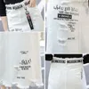 Skirts 2024 Women Skirt White Denim Long Letter Print Korean Style Fashion Hole Oversize Plus Size Female