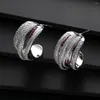 Stud Earrings 6Rows Multicolor Intersect Circle Hoop Earrigs Full Microl Zirconia Women Bridal Dress Wedding Everyday Earring Jewelry E1134