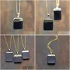 Colares de pingente Chegada Obsidianas Negras Cor de Ouro Link Chains Jóias Rec Colar em 16-32 polegadas nm5860 entrega de gota DH43G