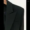 Costumes pour femmes Veste blazer femme avec perles Boutons de manchette dorés Mode Un bouton Mi-long Coupe classique Costume d'affaires Vêtements de cérémonie Blazers