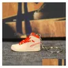 Pure Handcraft Mini 3D Stereo Sneaker Keychain Woman Men Kids Key Ring Gift Luxury Shoes Keychains Car Handbag Chain Basketbal2694 Dr Dhakm