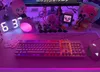 ピンクマウスパッドRGBモノクロバックグラウンドゲームマウスパッドバックライトLEDラップトップゲームキーボードゲームアクセサリーデスクトップパッドPC 240113