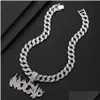 Hip Hop Fire Letter Pendant Necklace Mens New Fashion Cuban Punk Metal Rhinestones Fl Of Diamond Party Jewelry Drop Delivery Dhwyv