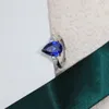 European and American retro blue tourmaline ring, female four claw grandmother, sapphire simulation diamond ring, Korean version, temperament, fashion ring, female