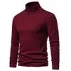 Zimowy sweter mody man man -iet turtleeck solidny kolor podstawowe topy t -koszulki skoczki skoczki swetry męskie ubrania dla mężczyzn 240113