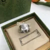Vintage Rings Jewelry Women Cluster Rings Charm Diamond Crystal Rings Letter Gold Plated Rings With Box Sets