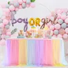 183X77CM Rainbow Tulle Table Skirt Color Skirting for Unicorn Theme Decoration Party Birthday Baby Shower Gender Reveal 240112