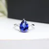 European and American retro blue tourmaline ring, female four claw grandmother, sapphire simulation diamond ring, Korean version, temperament, fashion ring, female