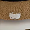 925 Sterling Sier Mti-Thread Open Plain Ring Simple Jewelry Drop Delivery Dhda9 bra trevligt
