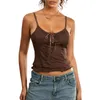 Tanques femininos Mxiqqpltky Lace Patchwork Cami Top para mulheres Spaghetti Strap Halter Tie-up Backless Slim Fit Going Out Crop Tank