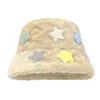 Berets Outdoor Sun Hat Unisex Furry Bucket With Star Pattern Bowknot Decor Warm Plush Streetwear Basin For Autumn Winter